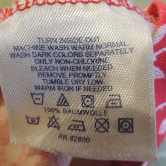 Lands' End Girls Red & White Floral Cotton Knit Dress 12 - Picture 7 of 7